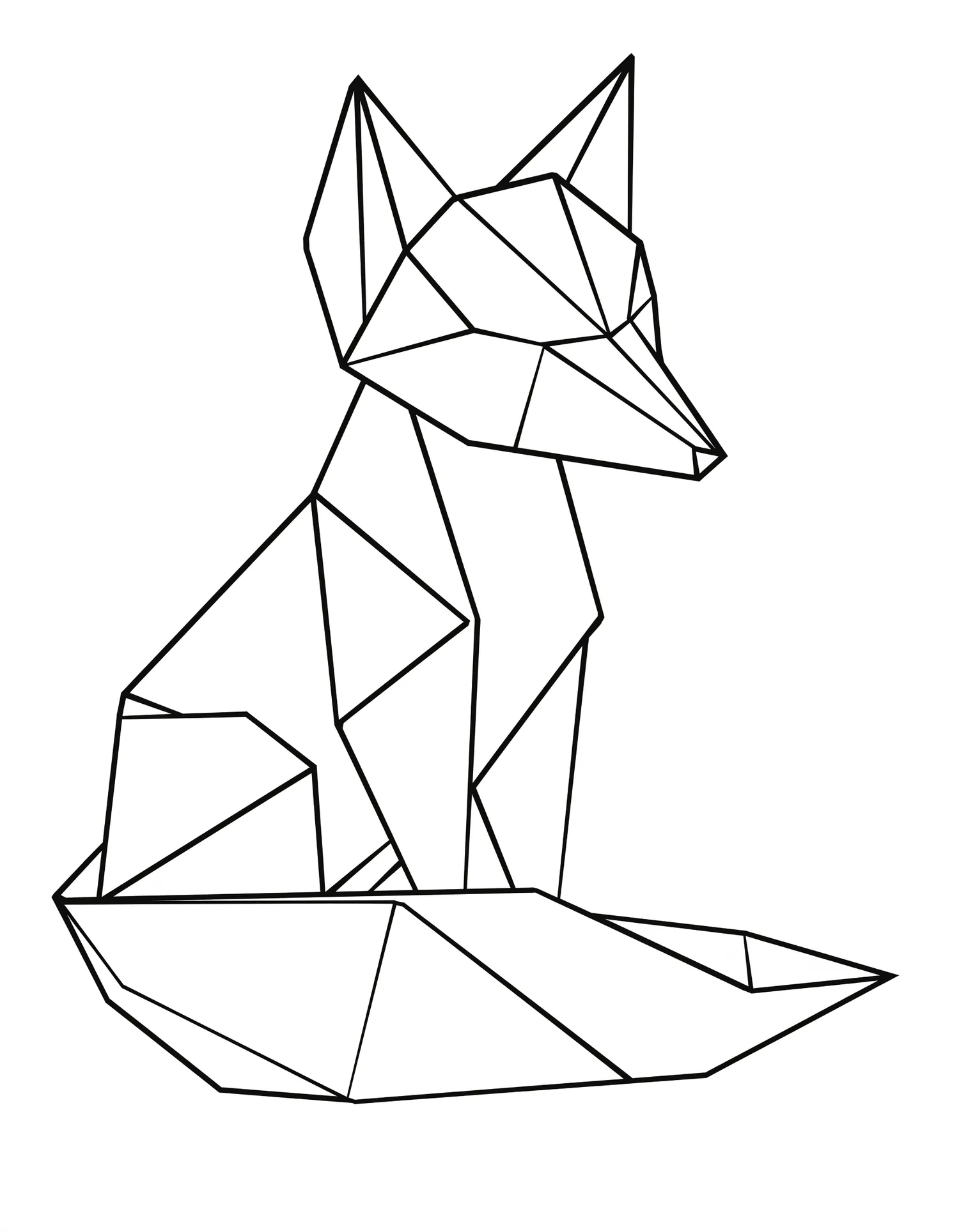 Renard Origami Géométrique, Coloriage géométrique à imprimer gratuitement